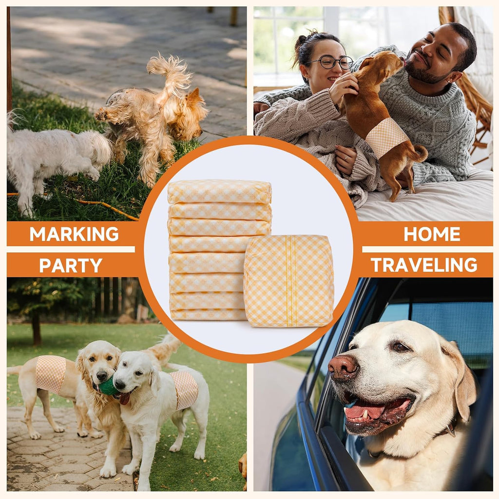 MICOOYO Disposable Male Dog Wraps, Male Dog Diapers Disposable with Wetness Indicator, Puppy Diapers Super Absorbent and Breathable, Small Size 50 Count