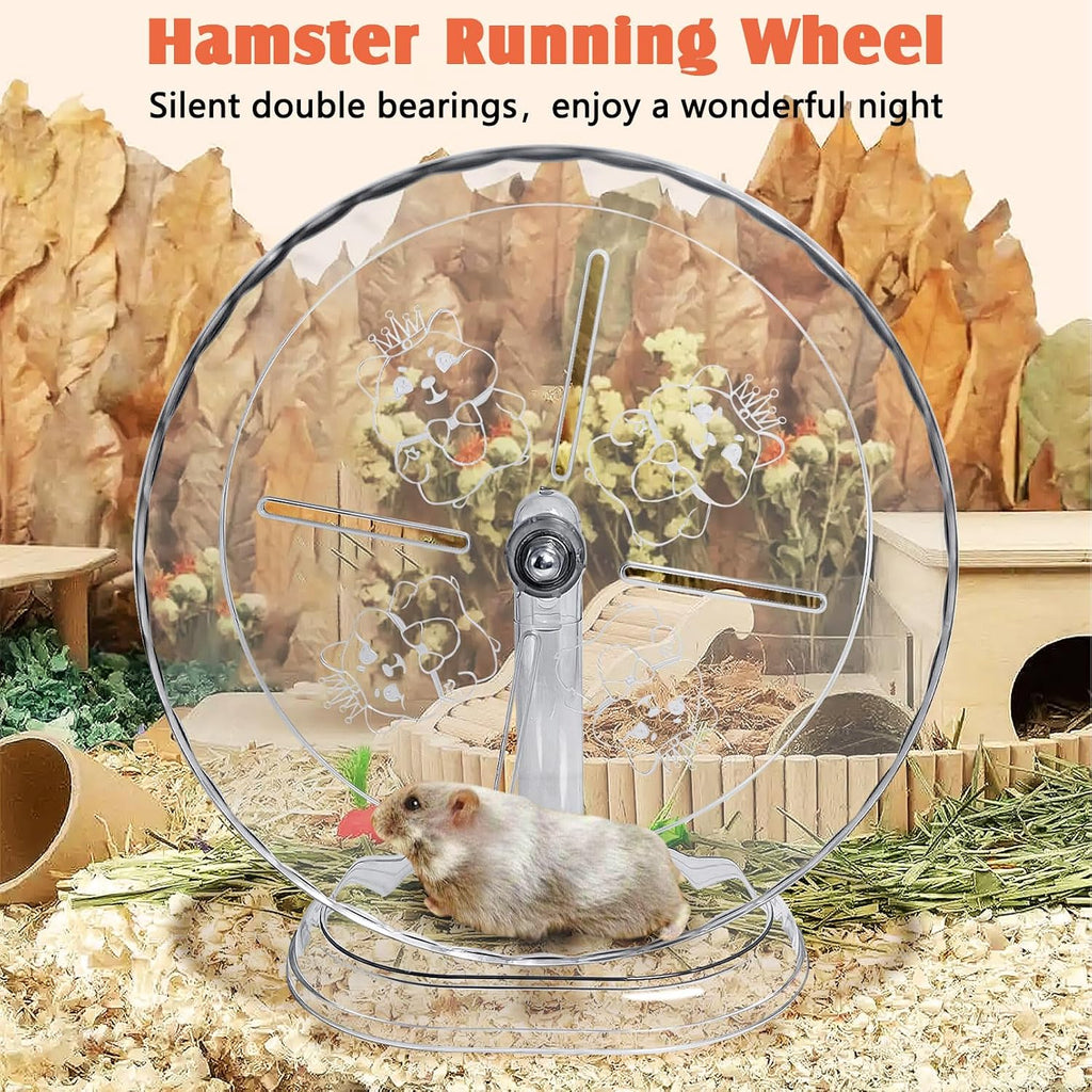Hamiledyi Silent Hamster Wheel 9.4 Inch Small Animals Running Exercise Wheel Quiet Hamster Running Wheel Toy Anti-Slip Texture Track Gerbil Exercise Toys for Mice Rat and Other Small Pets