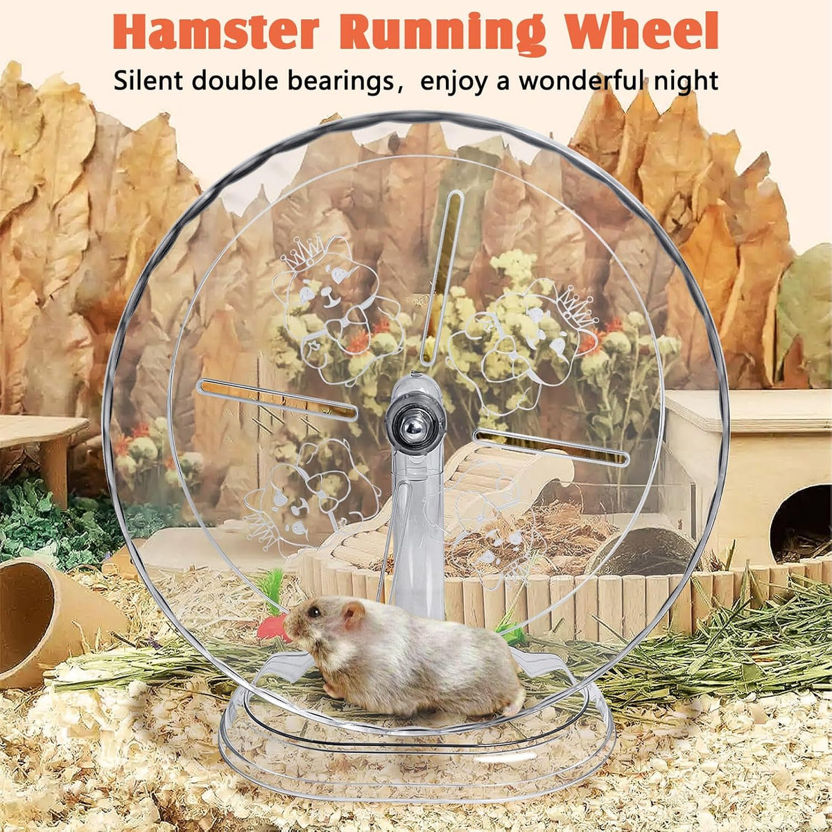 Hamiledyi Silent Hamster Wheel 9.4 Inch Small Animals Running Exercise Wheel Quiet Hamster Running Wheel Toy Anti-Slip Texture Track Gerbil Exercise Toys for Mice Rat and Other Small Pets