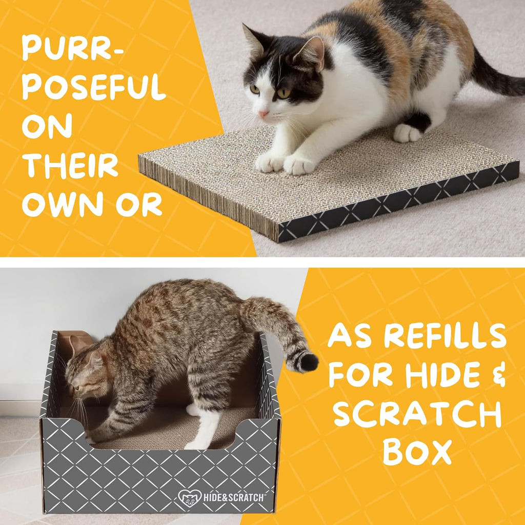 Hide & Scratch Cat Scratcher Refill Pads 2 Pack Double Sided Cardboard