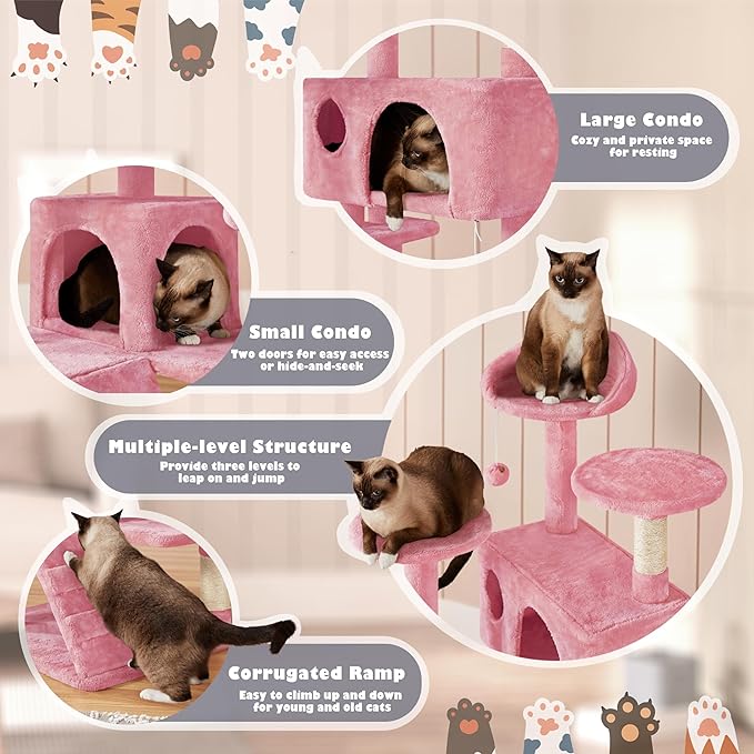 Yaheetech 54in Cat Tree Tower, Dangling Balls Cat Play House - Image 8
