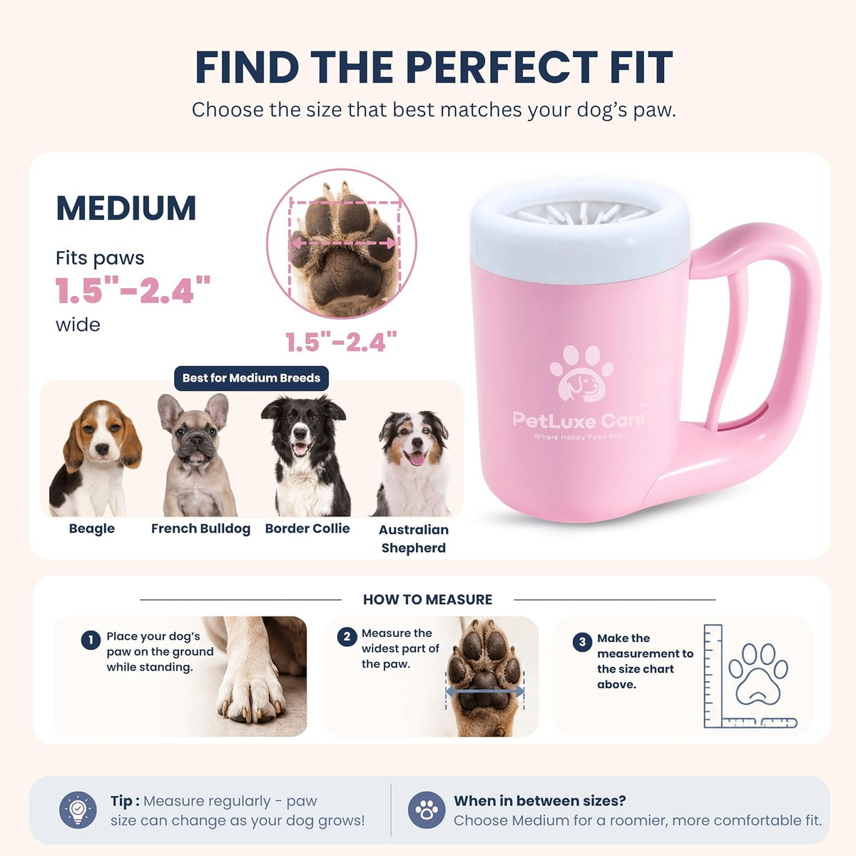 Dog Paw Cleaner, Paw Washer Cup with Soft Silicone Bristles, Portable Dog Foot Washer, 4-in-1 Paw Cleaner Kit with Paw Balm, Microfiber Towel & Grooming Brush (Pink Medium)