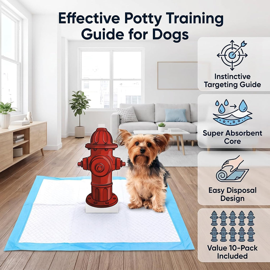 LIZEALUCKY Fire Hydrant Shaped Dog Pee Pad, 10 Pack Absorbent Puppy Training Pads, Leak-Proof Potty Mat for Dogs, Fire Hydrant Design Pee Pad Indoor Outdoor Use