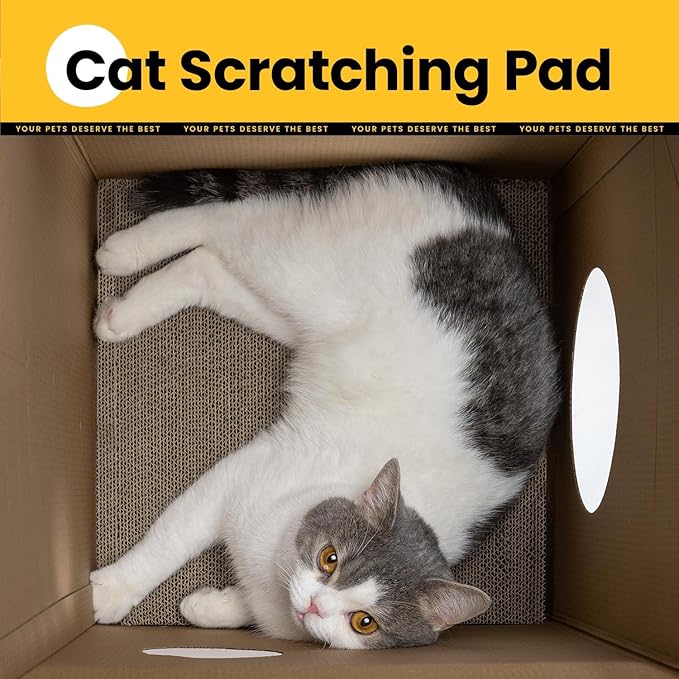 Cardboard Cat House with Scratch Pad & Catnip, Cat Play Scratching House - Image 8