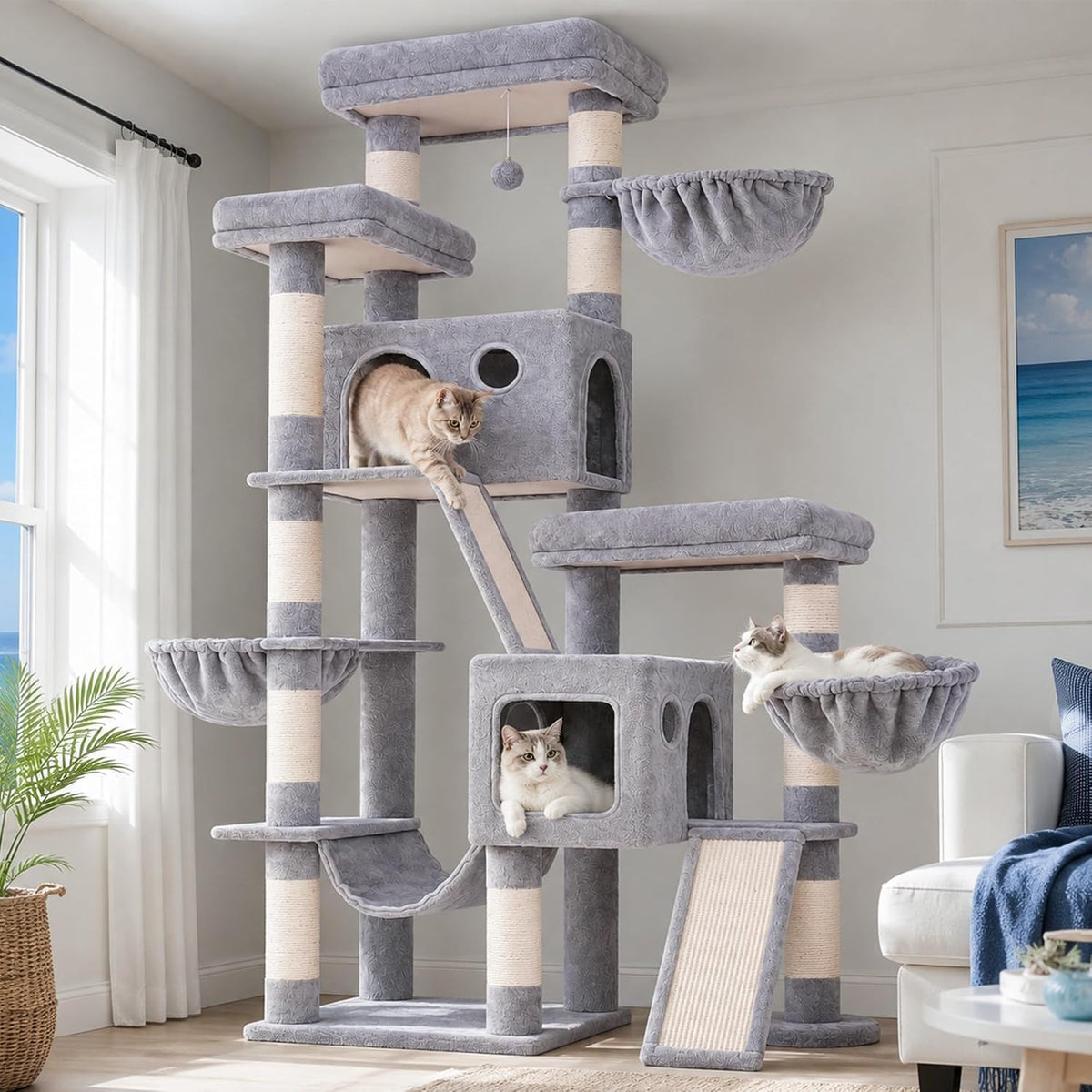 Hey-brother Cat Tree Tower with Stable Wide Base, Steped Platform, MPJ077G