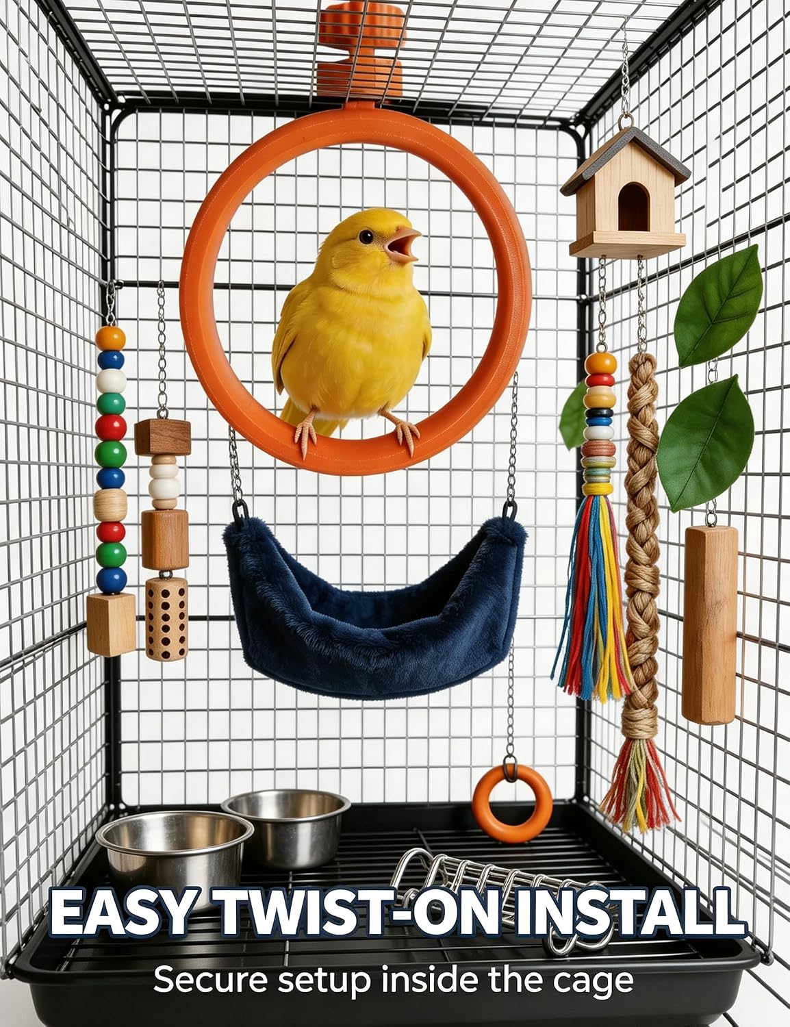 Rotatable Plastic Ring Bird Swing with Bearing for Parrots Cage Accessory