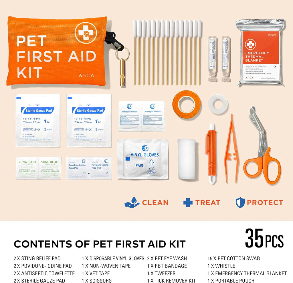 ARCA PET Dog First Aid Kit - Pet Emergency Kit - Water Resistant High Visibility Reflective First Aid Pouch Dog Camping Essentials for Hiking, Backpacking, Sports, Hunting