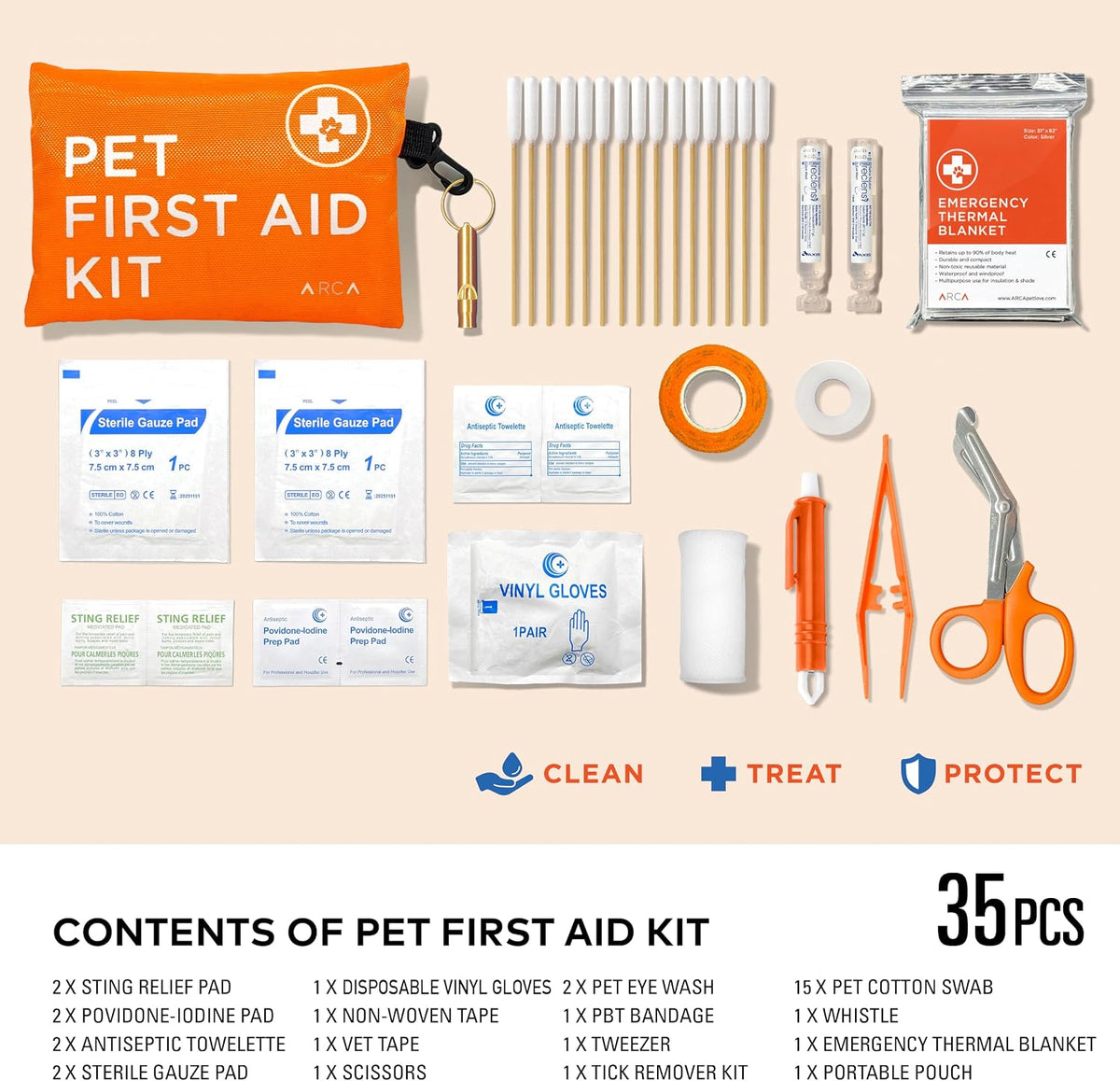 ARCA PET Dog First Aid Kit - Pet Emergency Kit - Water Resistant High Visibility Reflective First Aid Pouch Dog Camping Essentials for Hiking, Backpacking, Sports, Hunting