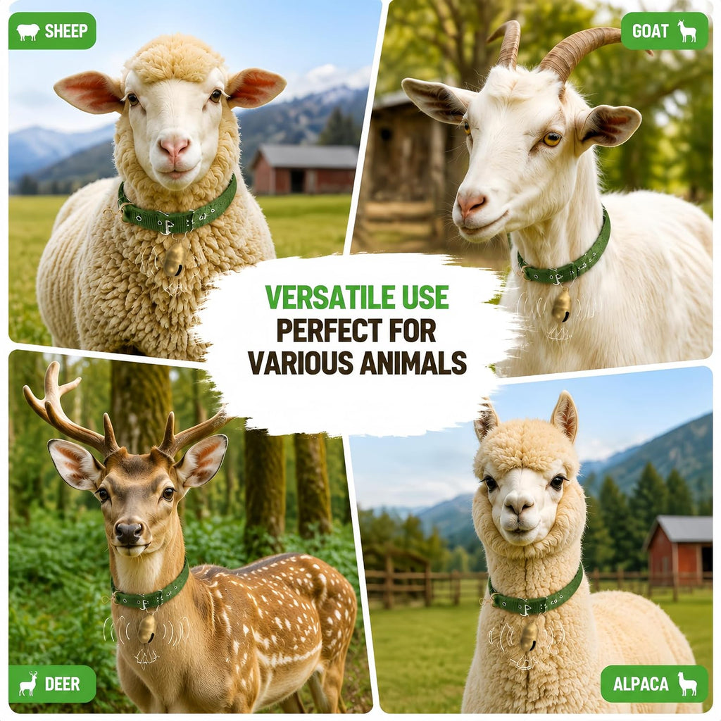 2 Pack Goat Collar with Bell, Adjustable Nylon Sheep Collar, Heavy Duty