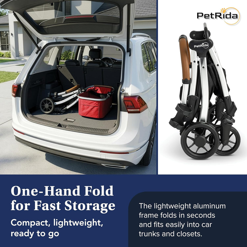 Dog Stroller with Detachable Carrier for Small Dogs & Cats, Red
