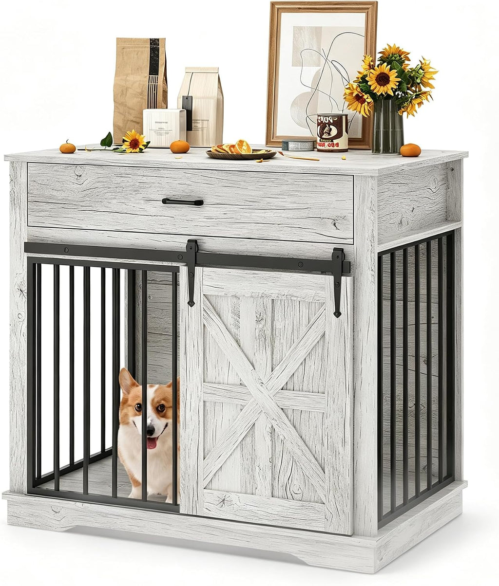 38" Farmhouse Dog Crate Furniture for Small & Medium Dogs