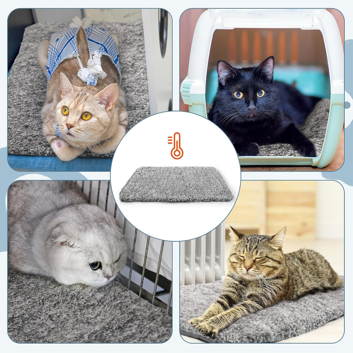 Drydiet 6 Pack Self Warming Pet Cat Dogs Pad 18 x 24 Inch Grey