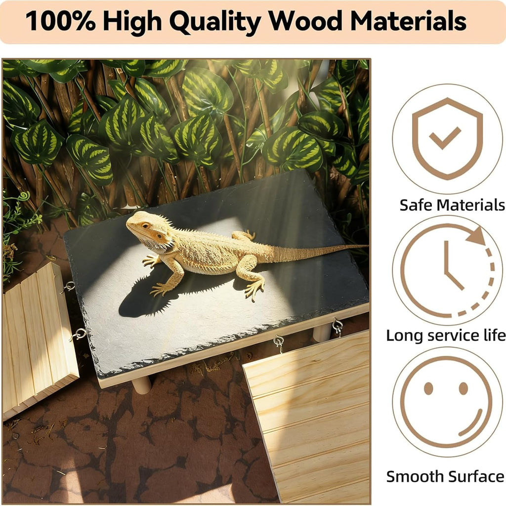 Reptile Bearded Dragon Basking Platform Rock with Climbing Ramp,S