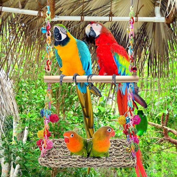 Bird Swing Toys Coolrunner Bird Hammock Bed Hanging Swing Nest Cotton Weave - Image 6