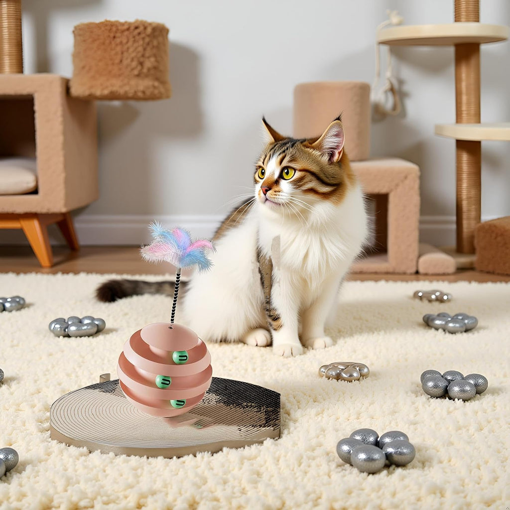 Cat Toys for Indoor Cats, Interactive Cat Ball Track with Feather