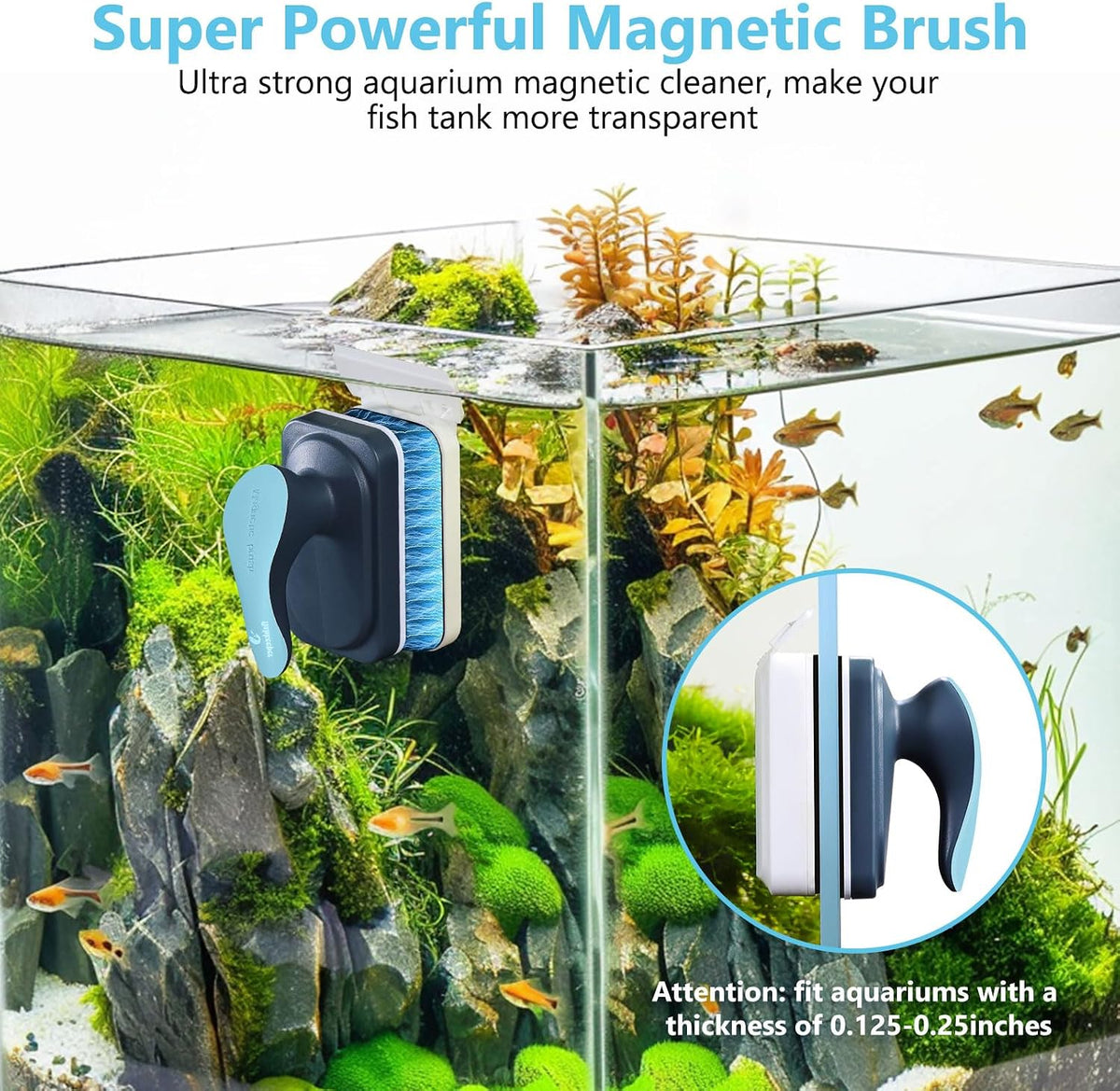 fishkeeper Aquarium Magnetic Glass Cleaner, Fish Tank Algae Cleaning Tool