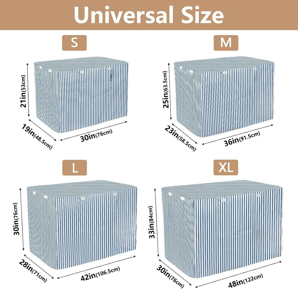 Blue White Stripes Dog Crate Cover 600D Oxford Heavy Duty Kennel Cover Mesh Window Soundproof Waterproof Sunshade Universal Fit for 30 inches Wire Cage
