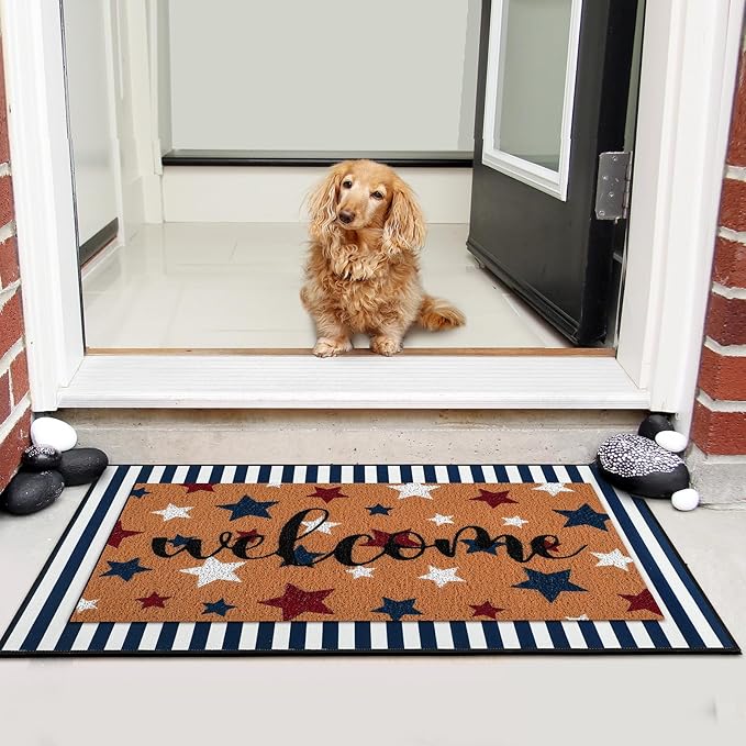 Tinideya 2 Pcs Door Mat Welcome Non Slip Coir Mats Floor Layering Doormats - Image 5
