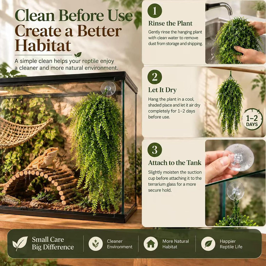 Bearded Dragon Tank Accessories, Reptile Terrarium Kit, Vines Plants Decor Hammock Hide Climbing Bridge for Geckos Lizards Hermit Crabs Chameleons Snakes and Spiders