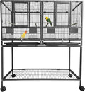 43 Inch Bird Cage with Wooden Perches, Standing Wrought Iron Birdcage with by MegaChoice