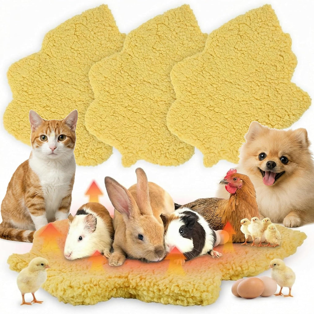 3Pack Self Warming Pet Bed Leaf Pad, Light Yellow, Small-16 x20