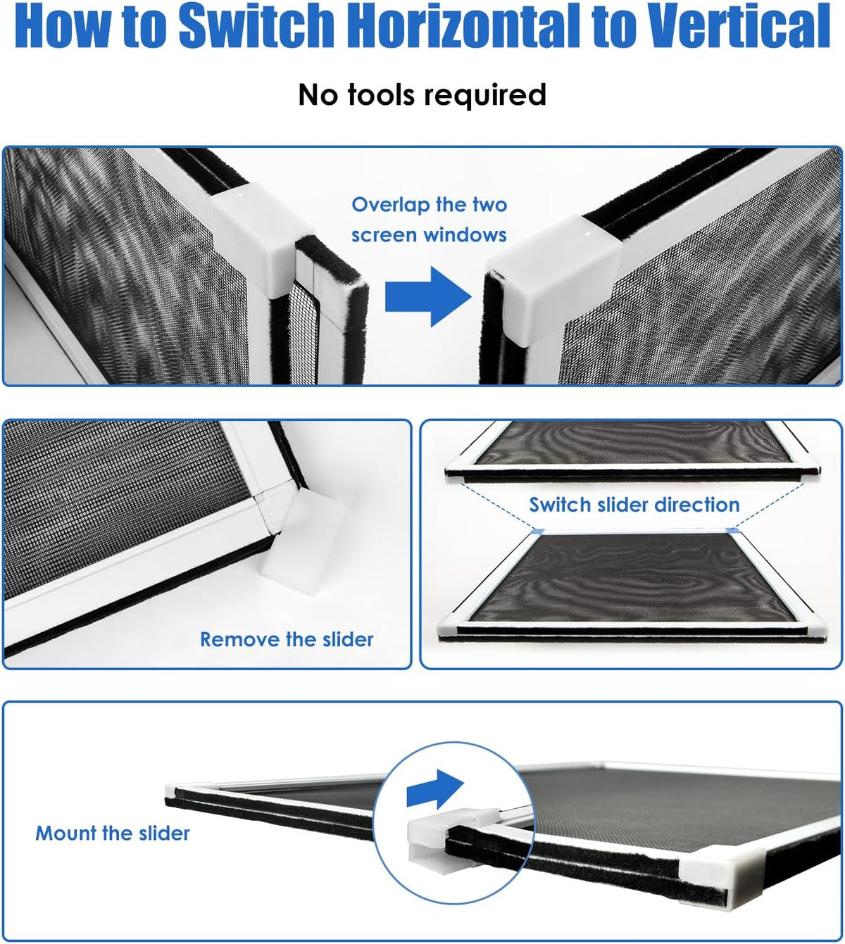 6 Pack Expandable Window Screen, 2 Way Sliding Adjustable Window Screen, Horizontal (10" H x 25" - 45" W), Horizontal and Vertical Adjustable, Durable Replacement Screen for Window, Window Screen Mesh