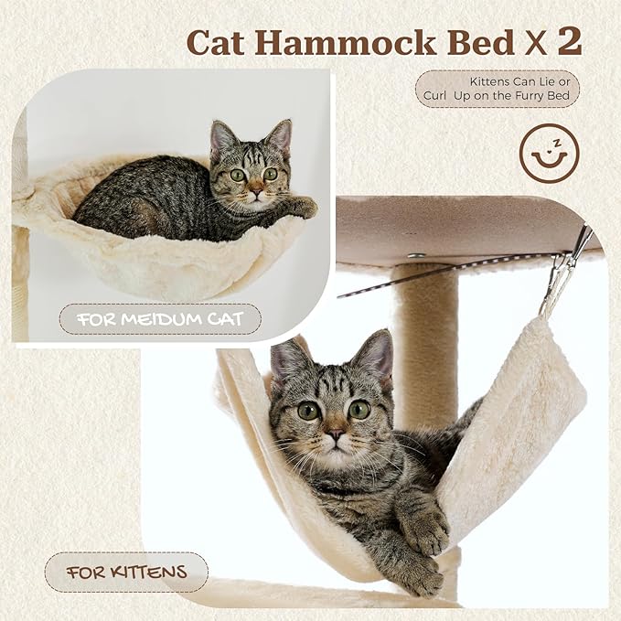 PETEPELA Floor to Ceiling Cat Tree, 92.9''-101.6''Height Adjustable Cat Tower - Image 6