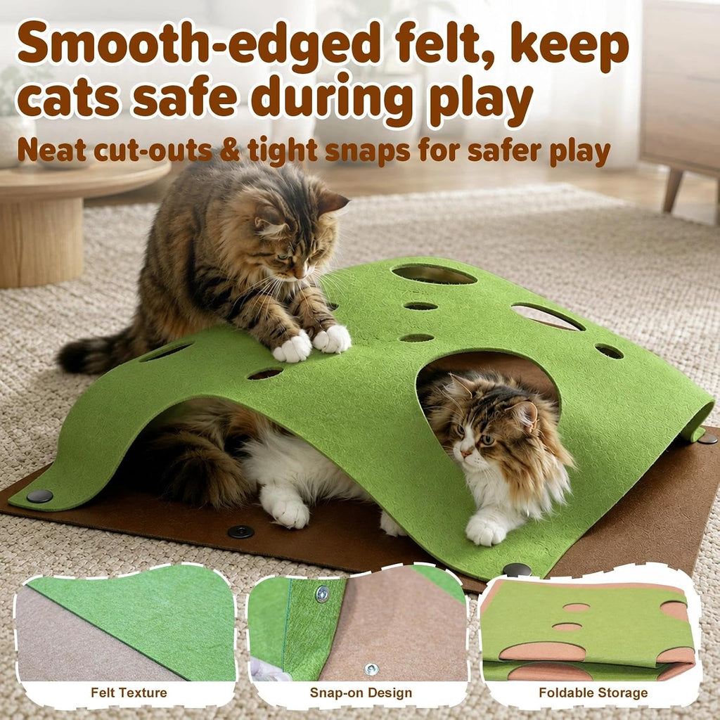 Interactive Felt Cat Tunnel Toy Multi-Scenario Scratch Fun for Indoor Cats