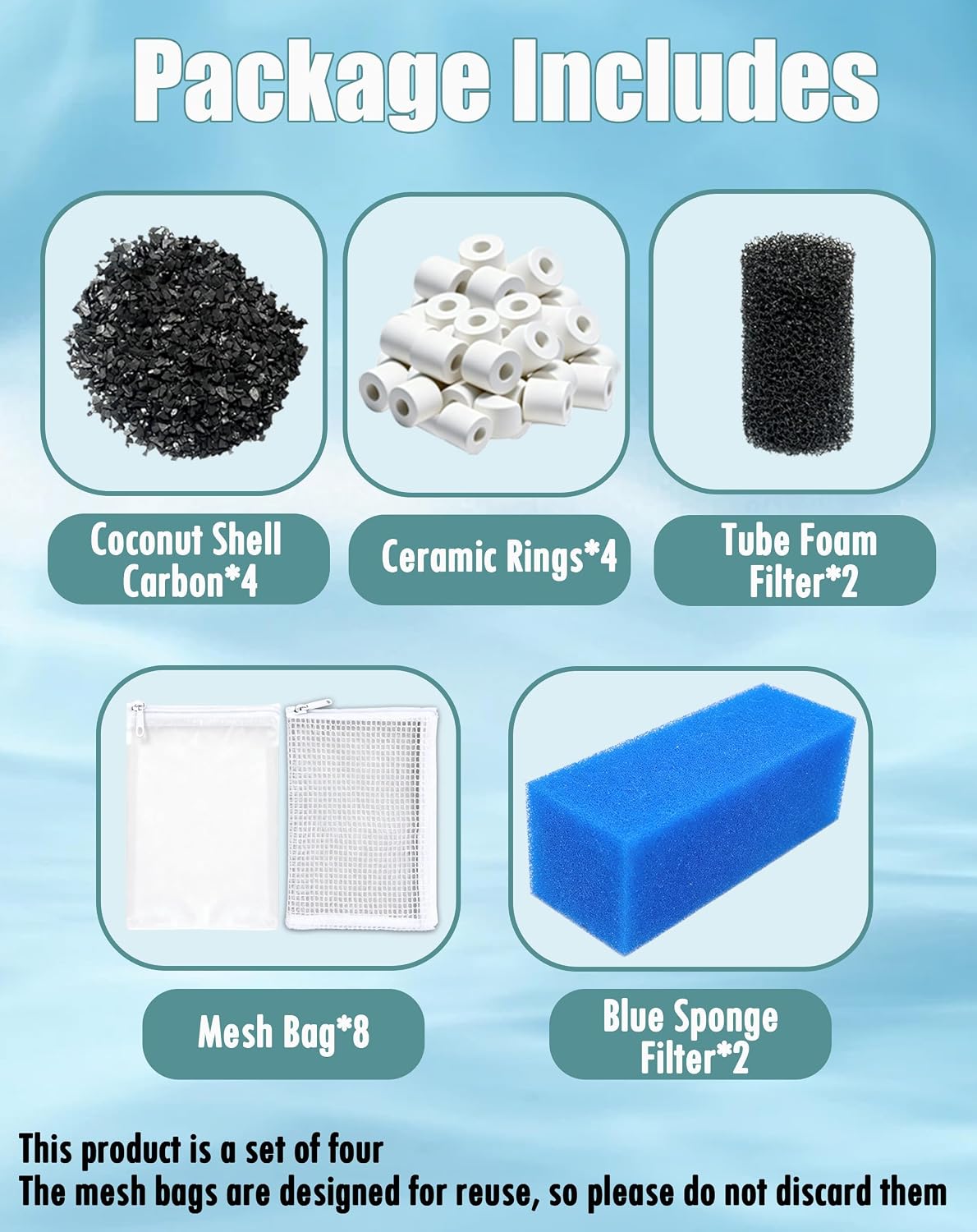 2 Sets Filter Media Replacement for Fluval AC110 Power Filter