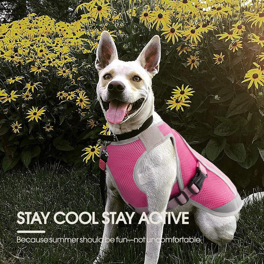 Kuoser Dog Cooling Vest, Reflective Cooling Jacket for Dogs, Medium, Pink