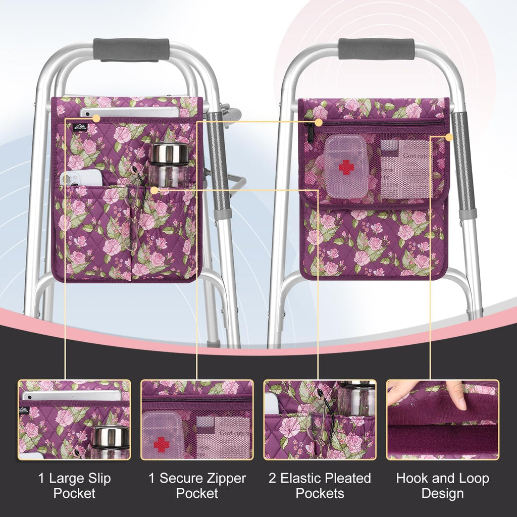 supregear Walker Bag, Lightweight Side Storage Pouch, Floral Purple