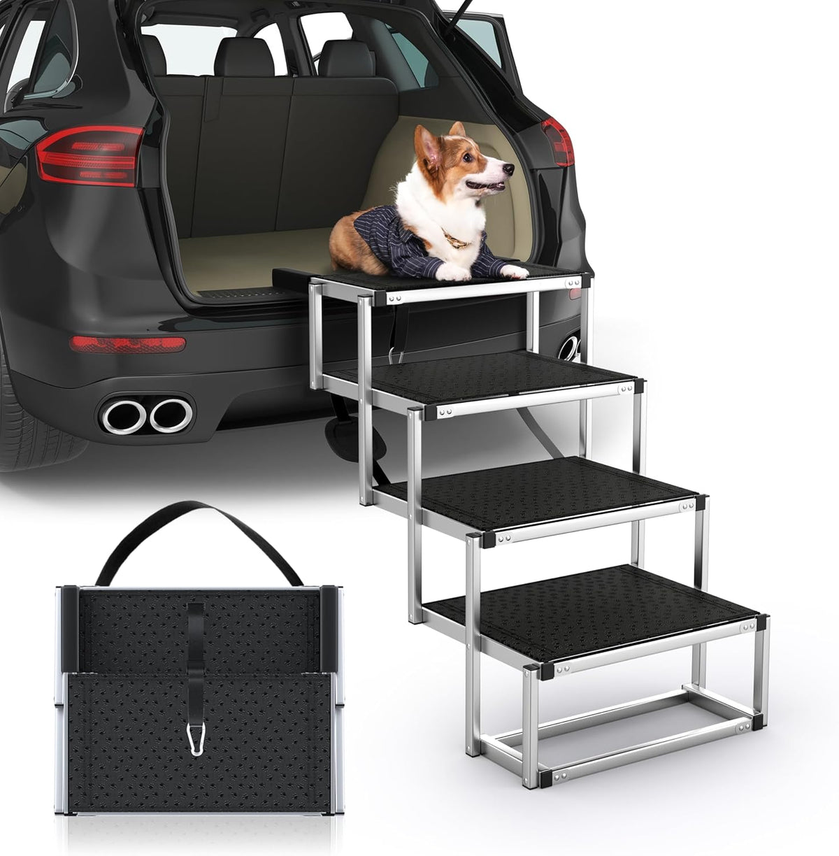 Extra Wide 20" Dog Stairs for Large Dogs, Dog Ramp for Car 4 Steps