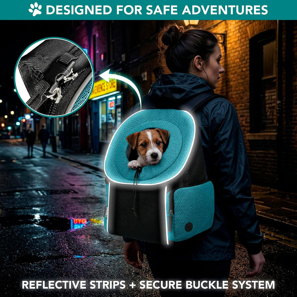 PetAmi Dog Carrier Backpack, Hands Free Front Pet Carrier, 10lbs, Teal Blue