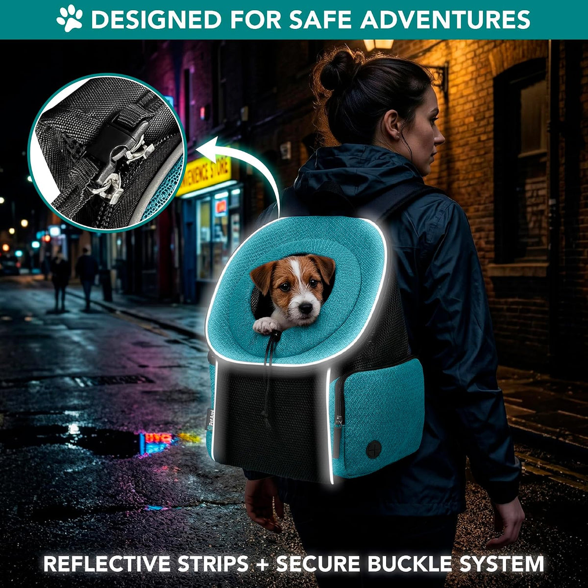 PetAmi Dog Carrier Backpack, Hands Free Front Pet Carrier, 10lbs, Teal Blue