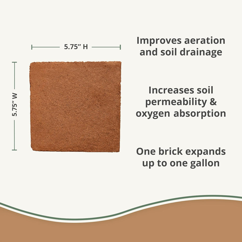 Coco Coir 250gm Bricks (10-Pack) - Organic Coco Coir for Plants & Gardening - OMRI-Listed Cocopeat for Garden Soil, Seed Starter Soil, & Mulch - Organic Coconut Bricks - Coconut Fiber Potting Mix