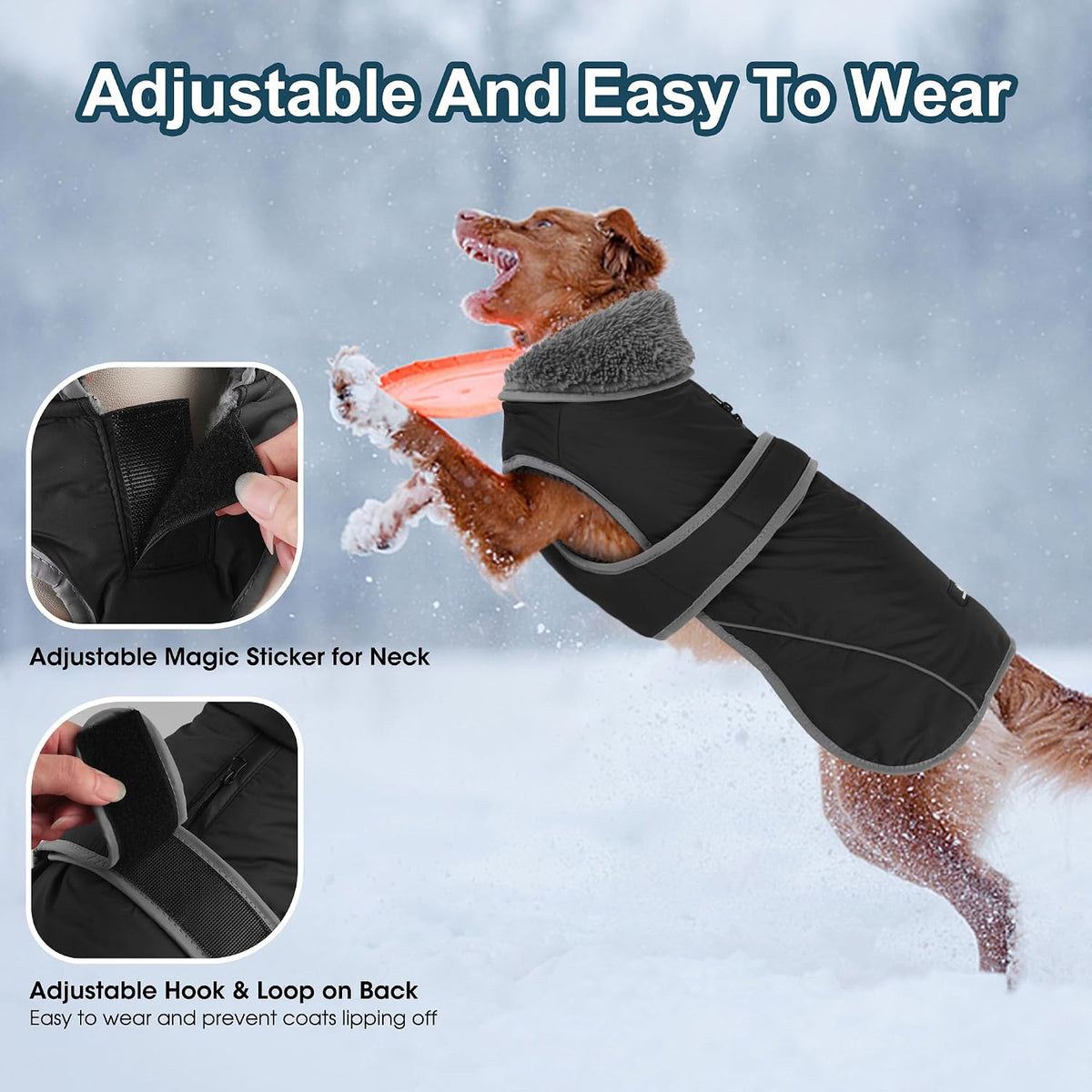 Dogcheer Dog Winter Coat, Waterproof Dog Jacket with Zipper Leash Opening