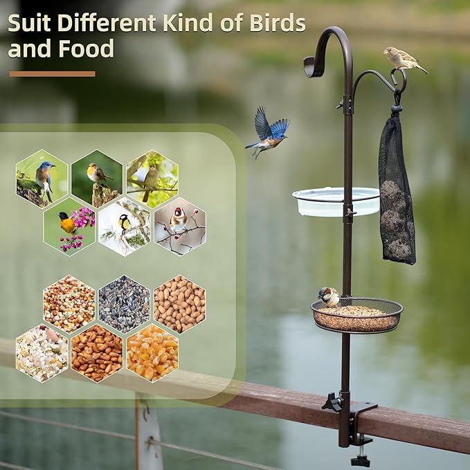 ERYTLLY Deck Hook Bird Feeder Pole Bird Feeder Porch Multi Hook Bird Feeding - Image 5