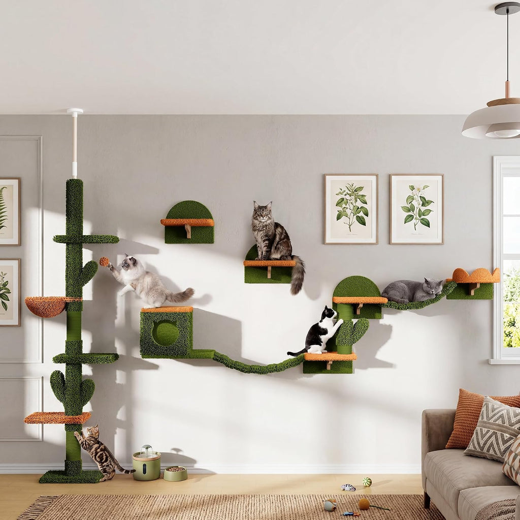Cactus Floor-to-Ceiling Cat Tree, Adjustable Height (87-104 inch)