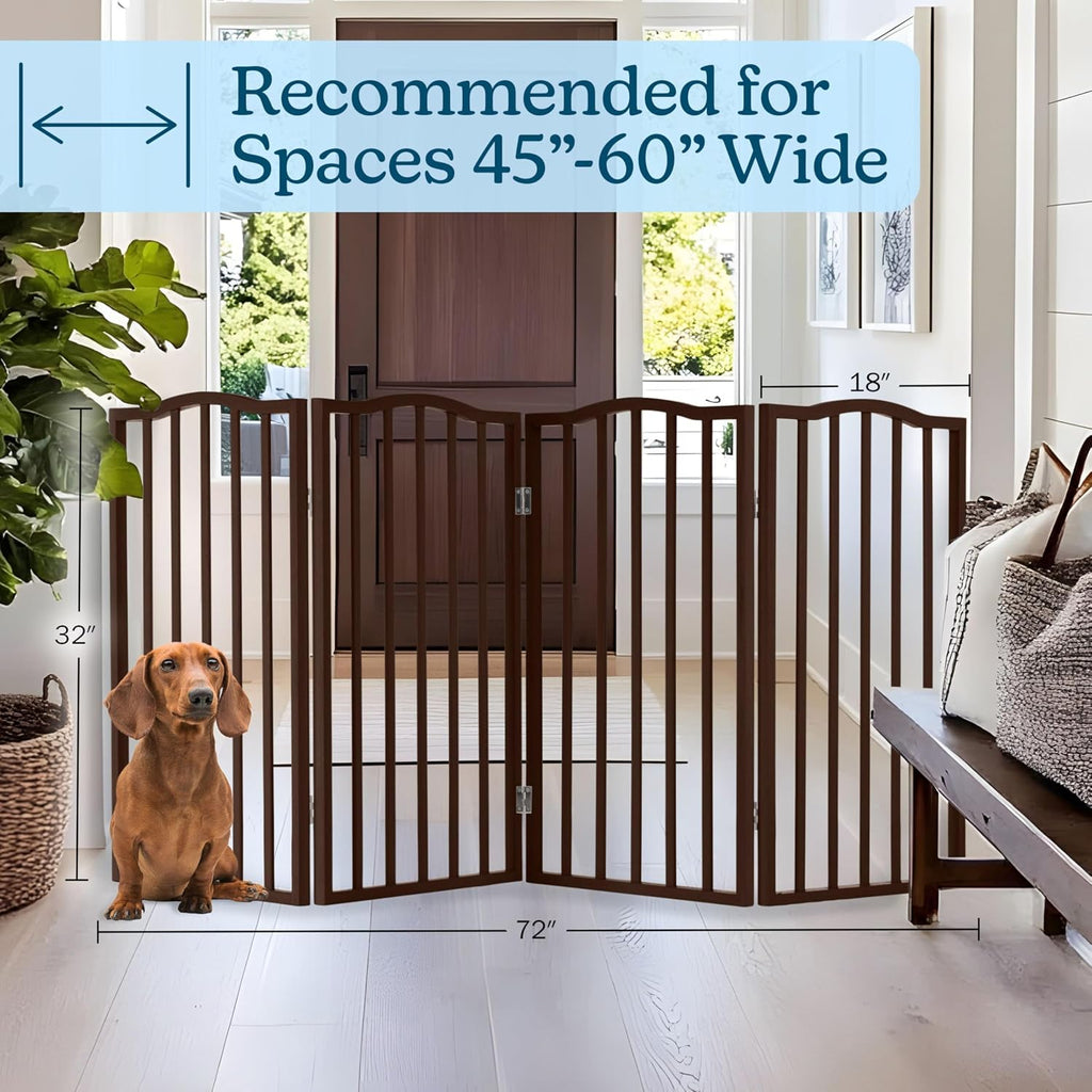 PETMAKER 4 Panel Pet Gate, Brown, 74” x 32”