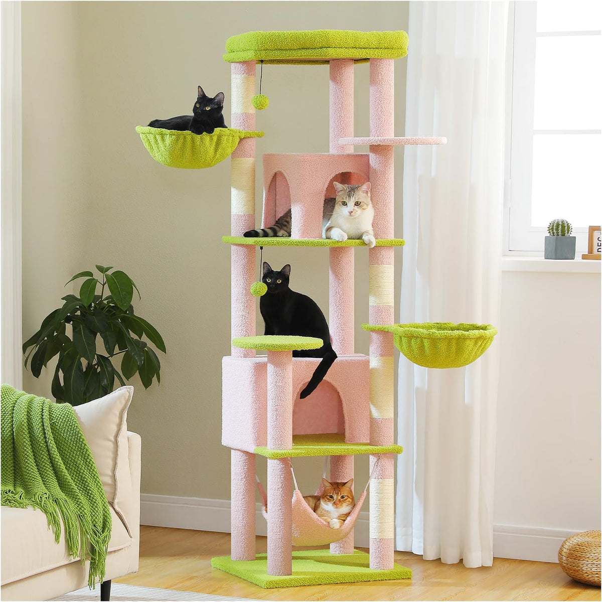 PAWZ Road Flower Cat Tree 32" Small Cat Tower with Curved Perch Bed