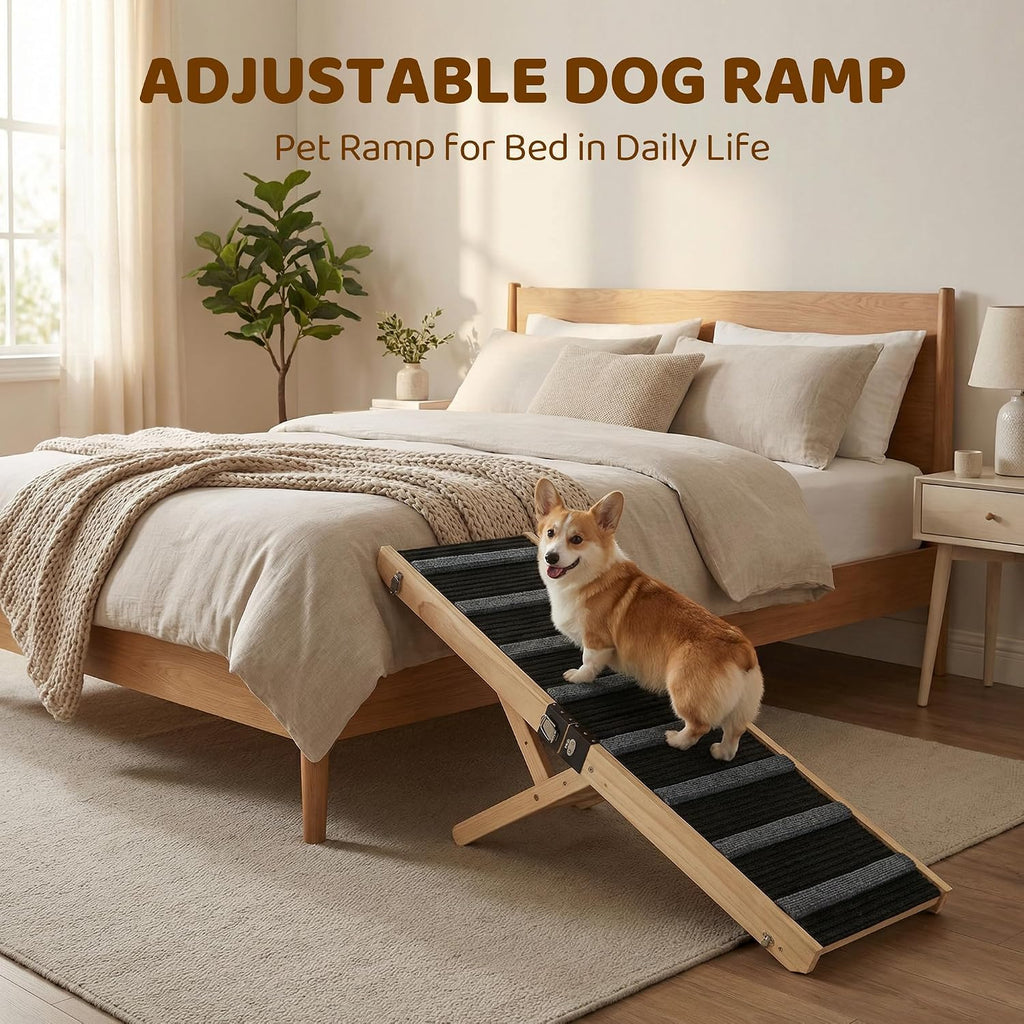 MTERSN Foldable Dog Ramp for Bed, Couch, SUV, Support Up to 200lbs, Gray