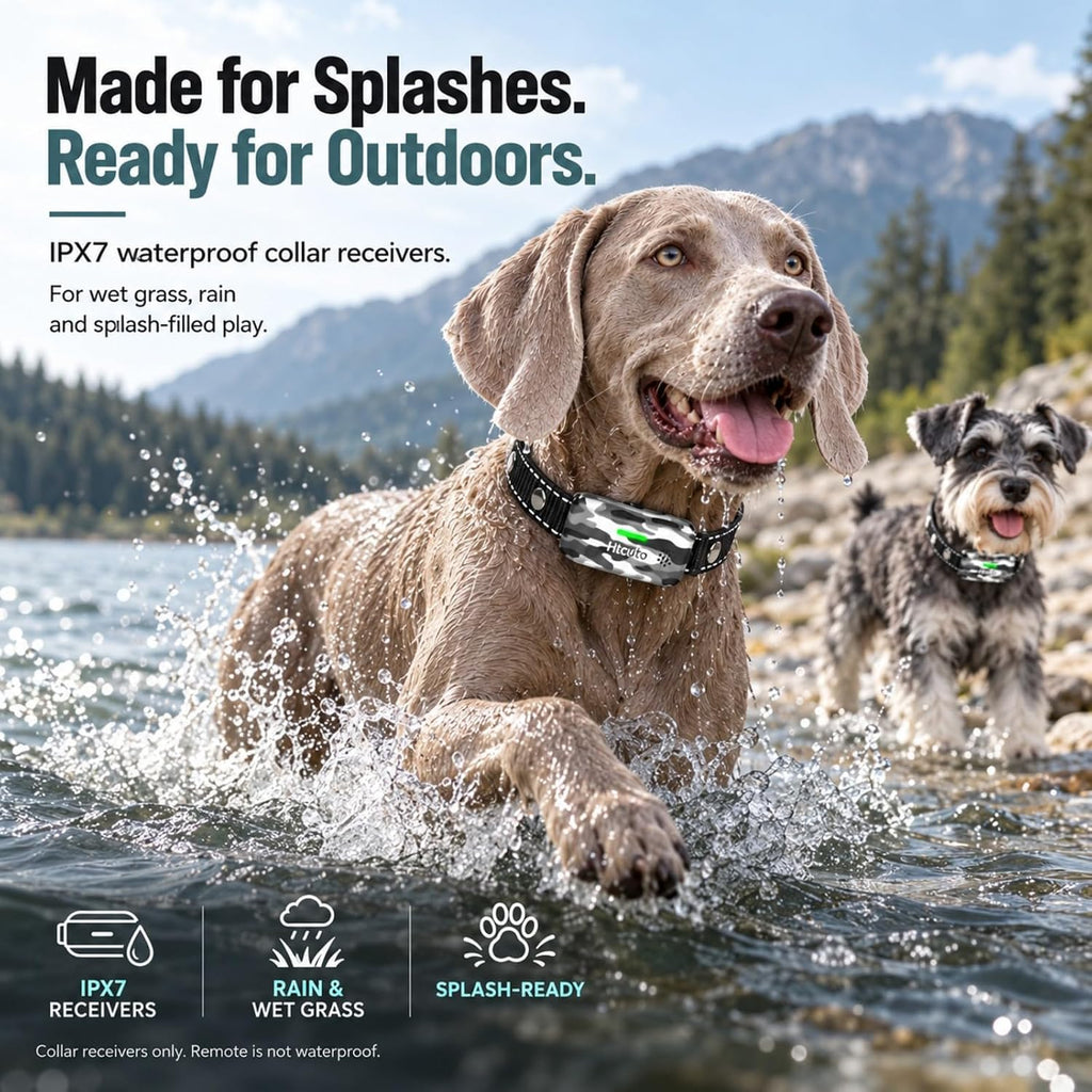 Wireless Dog Fence System for 2 Dogs, 2-in-1 Electric Pet Containment & Remote Training Collar, 25–3500 FT Adjustable Boundary, 6000 FT Training Range, IPX7 Waterproof, for 10–130 lb Dogs, Arctic