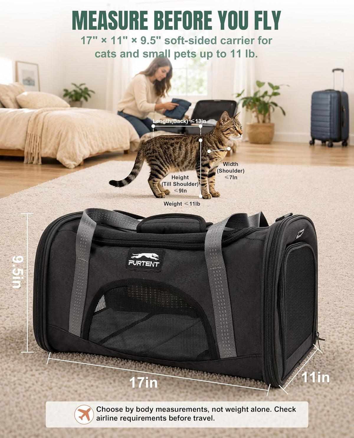 Soft Cat Carrier Airline Approved for Small Cats, Side Treat Opening
