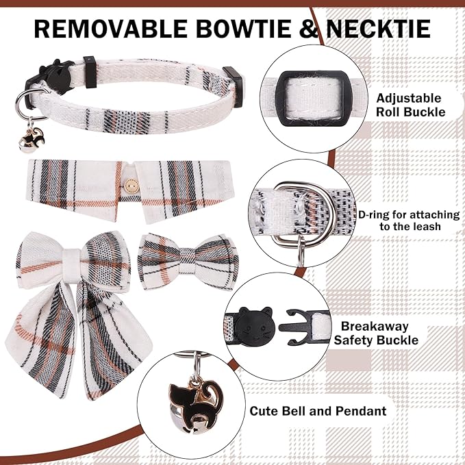 Cat Collar with Bells Breakaway, Bowtie Cat Collar - Image 3