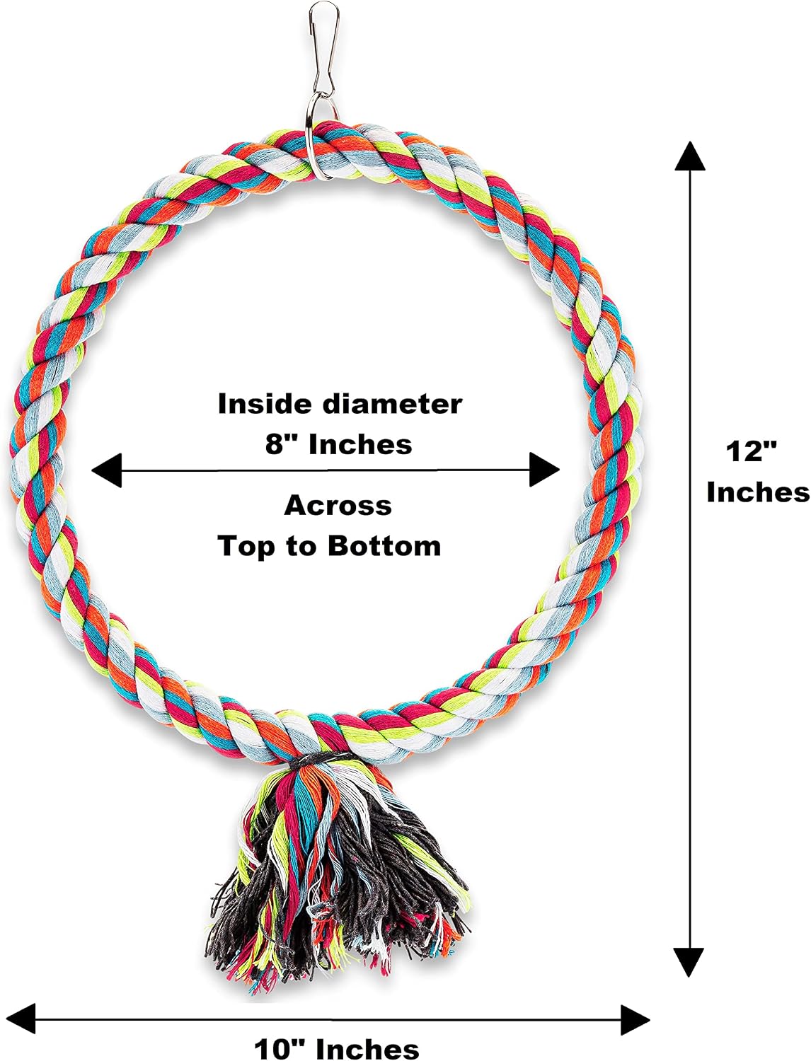 Medium Bird Rope Perch Circle Swing Toy Multicolor 8 Inch