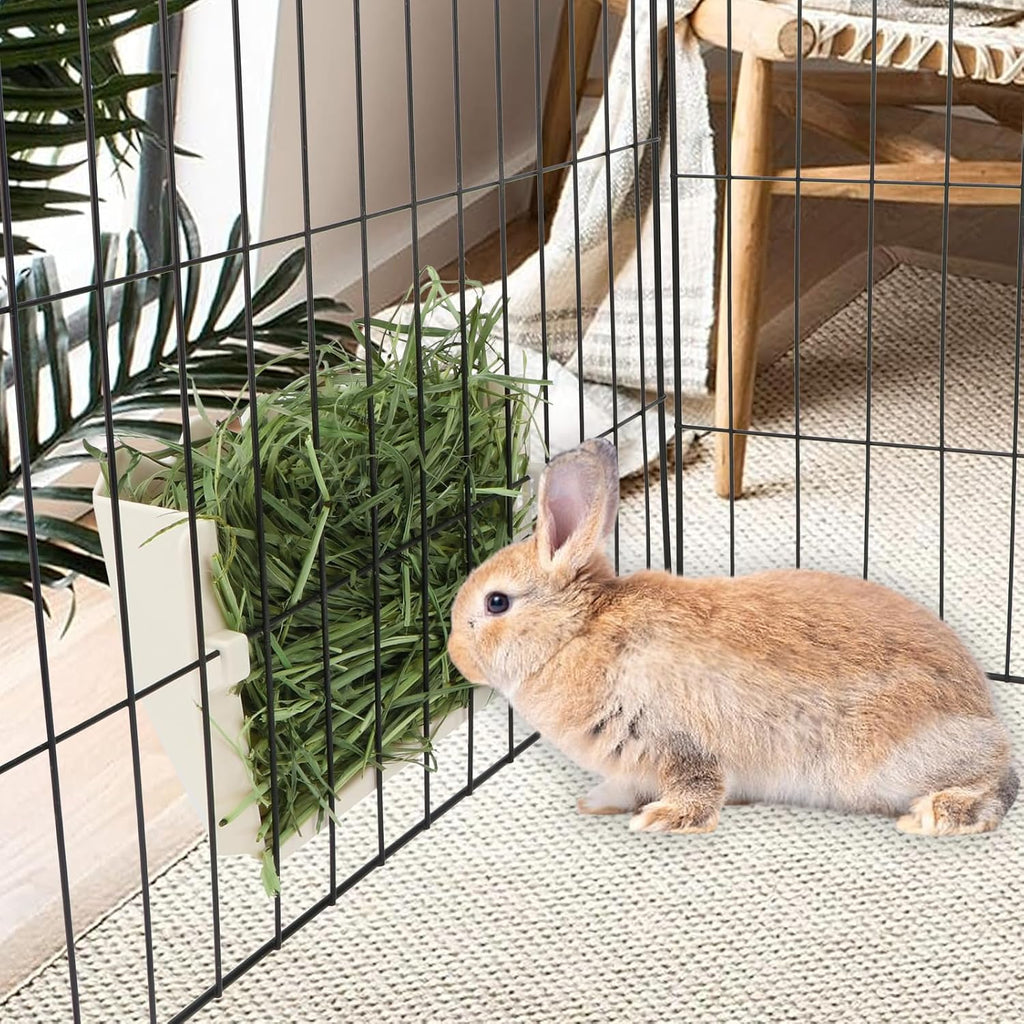 Hypeety Rabbit Hay Feeder Automatic Hay Rack for Guinea Pigs, White, 2pcs
