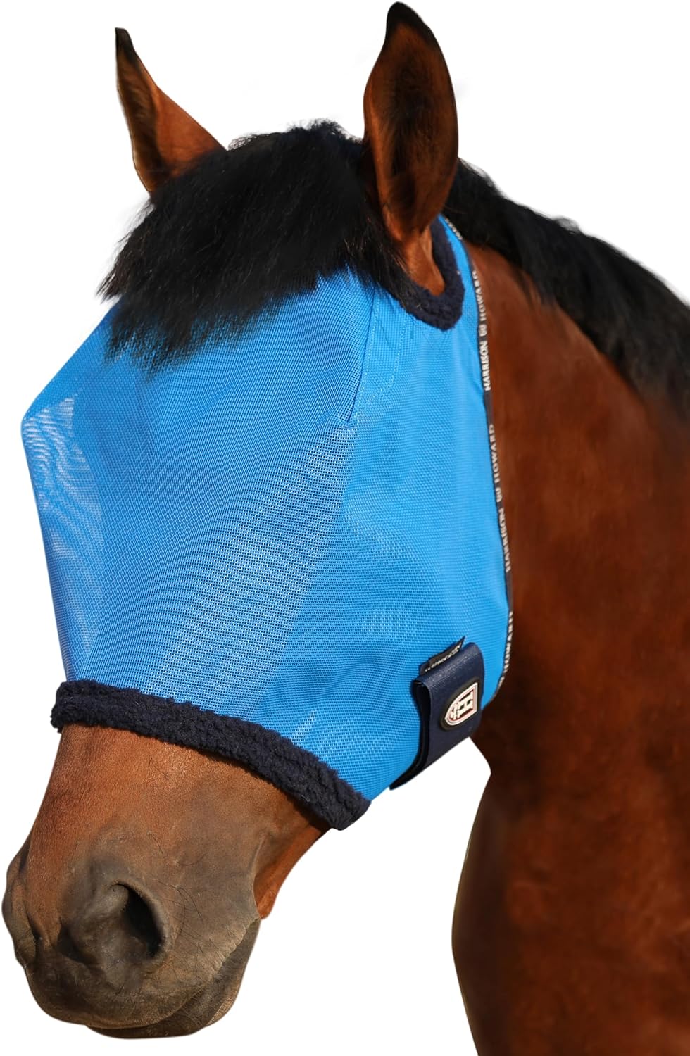 Harrison Howard All Round Mesh Horse Fly Mask UV Protective with Fleece Padded Edging Black L