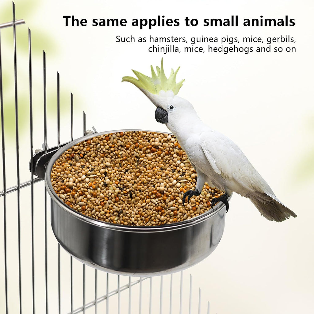 Stainless Steel Bird Feeding Dish Cups, 4 Pack, Medium