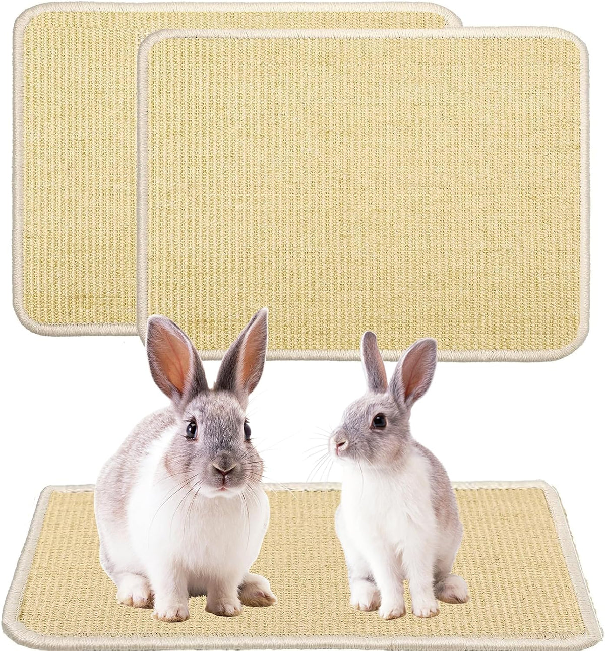KABASI 2PCS Rabbit Scratcher Mat, Natural Bunny Chew Toys Scratching Pad