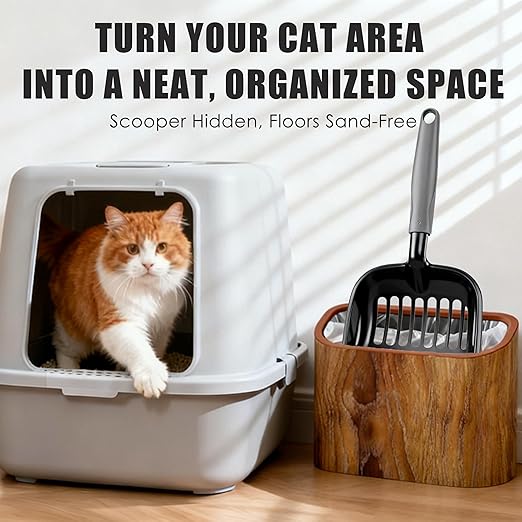 Cat Litter Scoop Holder – Wood-Grain Dual-Open Scoop Caddy - Image 6